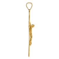 14K Satin Diamond-Cut Crucifix Pendant view 2