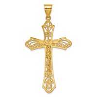 14K Satin Diamond-Cut Crucifix Pendant view 5