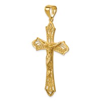 14K Satin Diamond-Cut Crucifix Pendant view 3