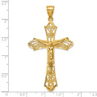 14K Satin Diamond-Cut Crucifix Pendant view 4