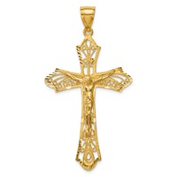 14K Satin Diamond-Cut Crucifix Pendant view 1