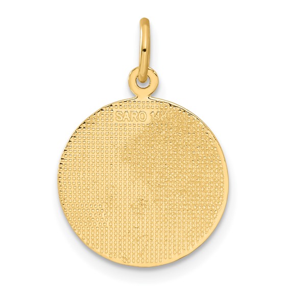 14k Polished CONFIRMATION with Dove Round Charm