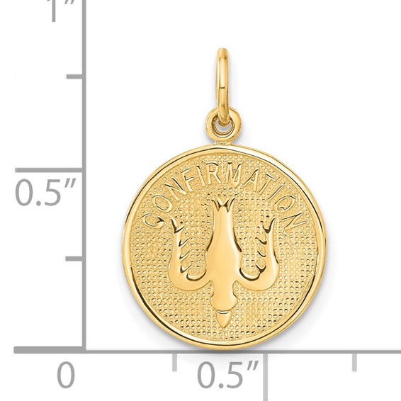 14k Polished CONFIRMATION with Dove Round Charm