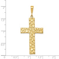 14K Yellow Gold Nugget Style Cross Pendant view 4