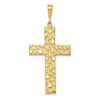 14K Yellow Gold Nugget Style Cross Pendant view 1