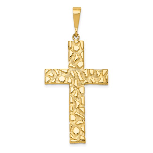 14K Yellow Gold Nugget Style Cross Pendant