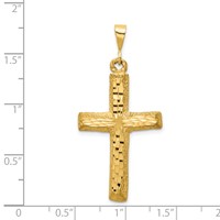 14K Yellow Gold Diamond-cut Cross Charm view 3