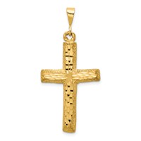14K Yellow Gold Diamond-cut Cross Charm view 1