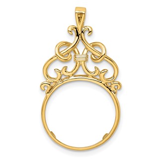 14ky Filigree Top Prong Coin Bezel Pendant                            