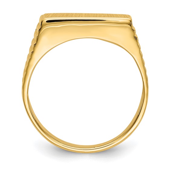 Gold Polished Rectangle Open Back Signet Ring