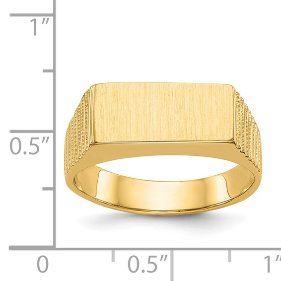 Gold Polished Rectangle Open Back Signet Ring