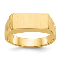 14K Yellow Gold 15.0x 7.0mm Rectangle Open Back Mens Signet Ring view 1