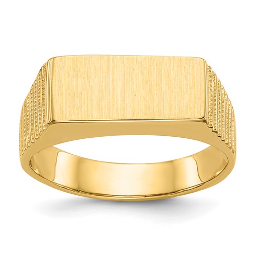 14K Yellow Gold 15.0x 7.0mm Rectangle Open Back Mens Signet Ring