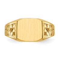 14K Yellow Gold 10.5x9.0mm Octagon Open Back Mens Nugget Signet Ring view 4