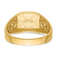 14K Yellow Gold 10.5x9.0mm Octagon Open Back Mens Nugget Signet Ring view 5