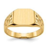 14K Yellow Gold 10.5x9.0mm Octagon Open Back Mens Nugget Signet Ring view 1