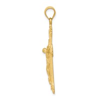 14K Yellow Gold Satin Diamond-cut Crucifix Charm view 2