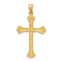 14K Yellow Gold Satin Diamond-cut Crucifix Charm view 4