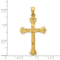 14K Yellow Gold Satin Diamond-cut Crucifix Charm view 3