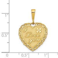 14K Yellow Gold Reversible I Love You Heart Pendant view 3
