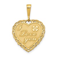 14K Yellow Gold Reversible I Love You Heart Pendant view 1