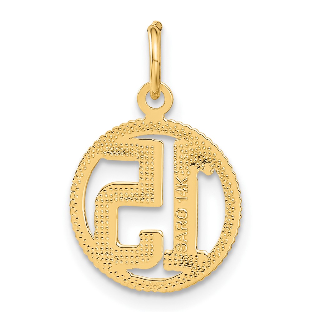 14k #15 Circle Pendant (C1651)