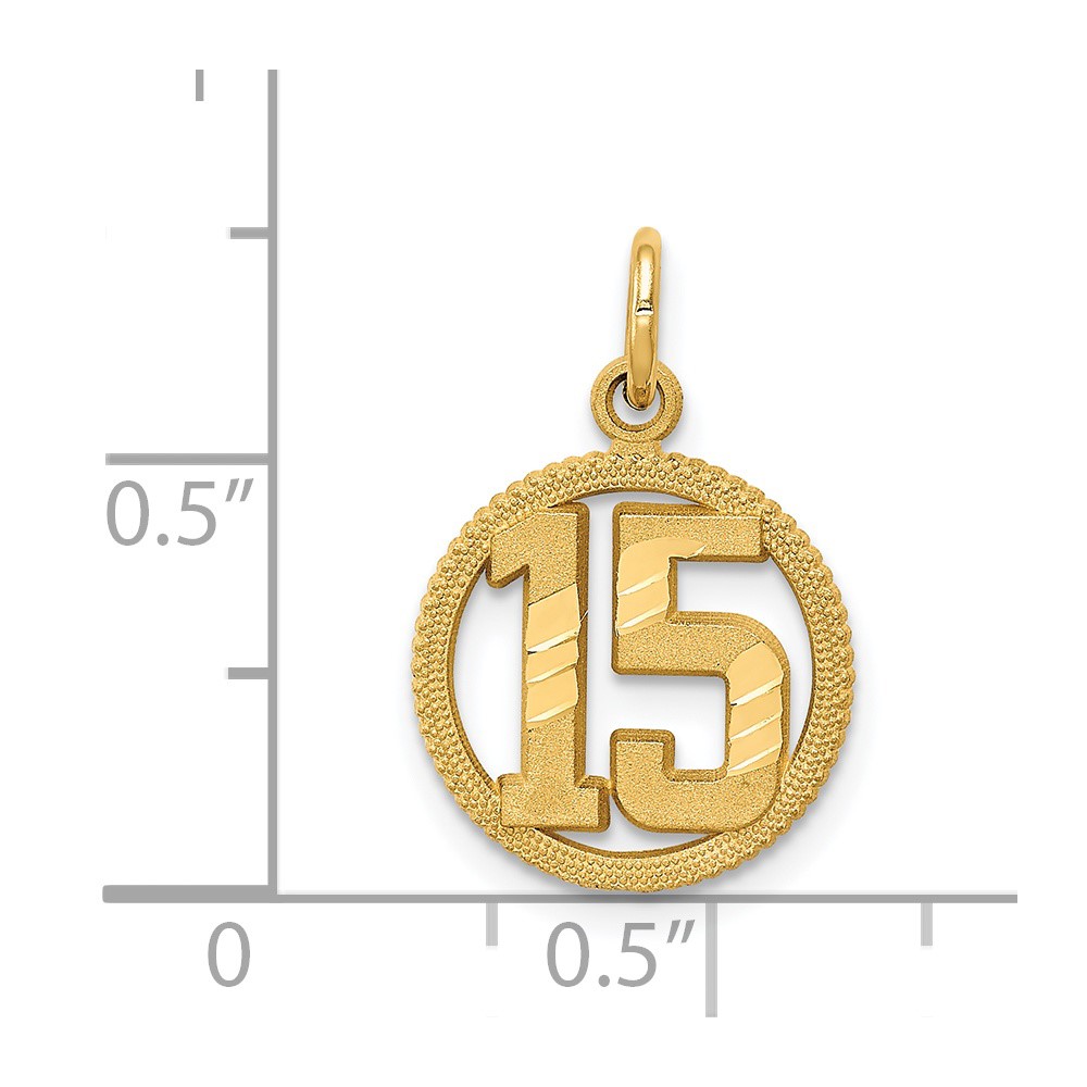 14k #15 Circle Pendant (C1651)
