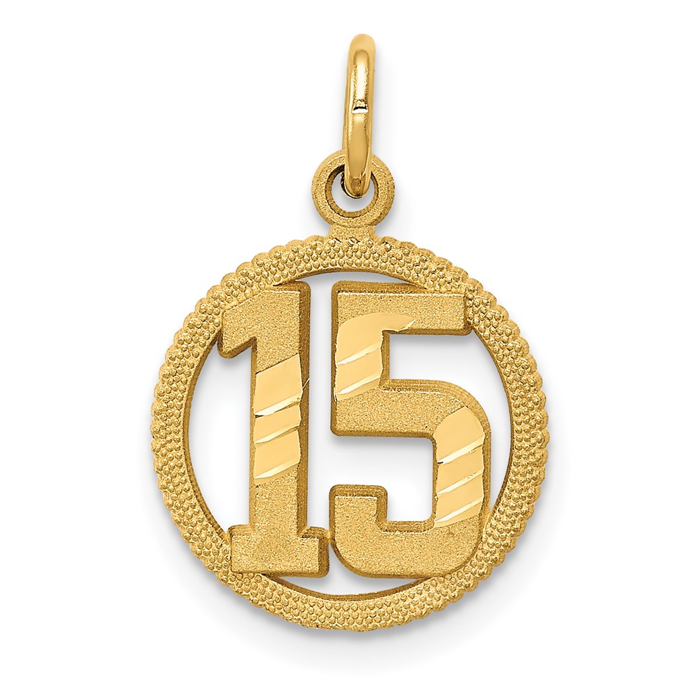 14k #15 Circle Pendant (C1651)
