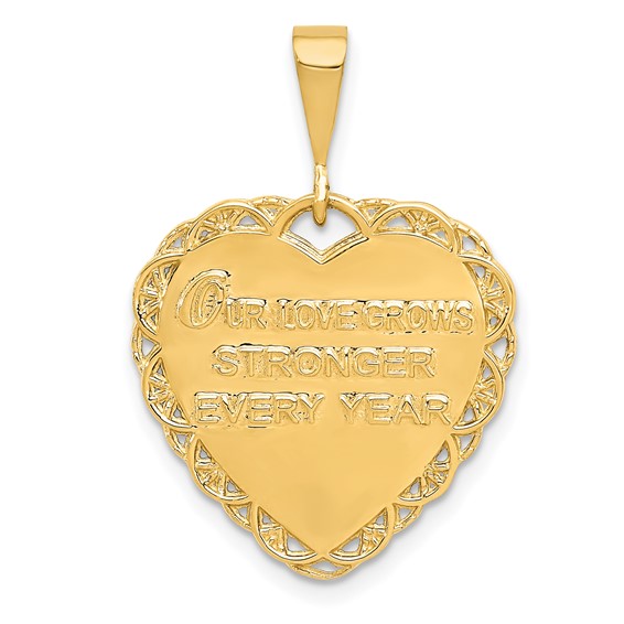 14k Reversible 25th ANNIVERSARY / OUR LOVE GROWS STRONGER EVERY YEAR Charm
