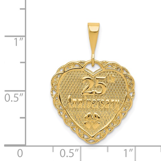 14k Reversible 25th ANNIVERSARY / OUR LOVE GROWS STRONGER EVERY YEAR Charm