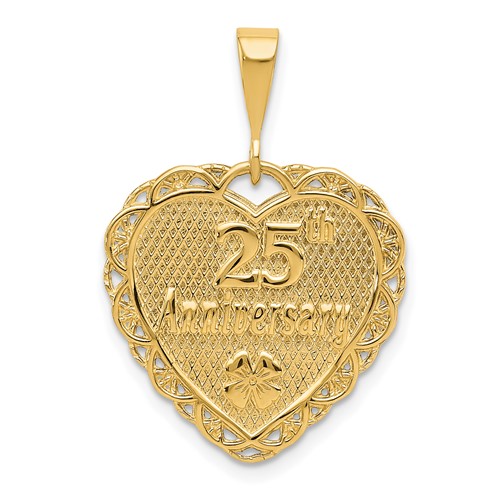 14K Yellow Gold Reversible 25th Anniversary Our Love Grows Stronger Every Year Charm