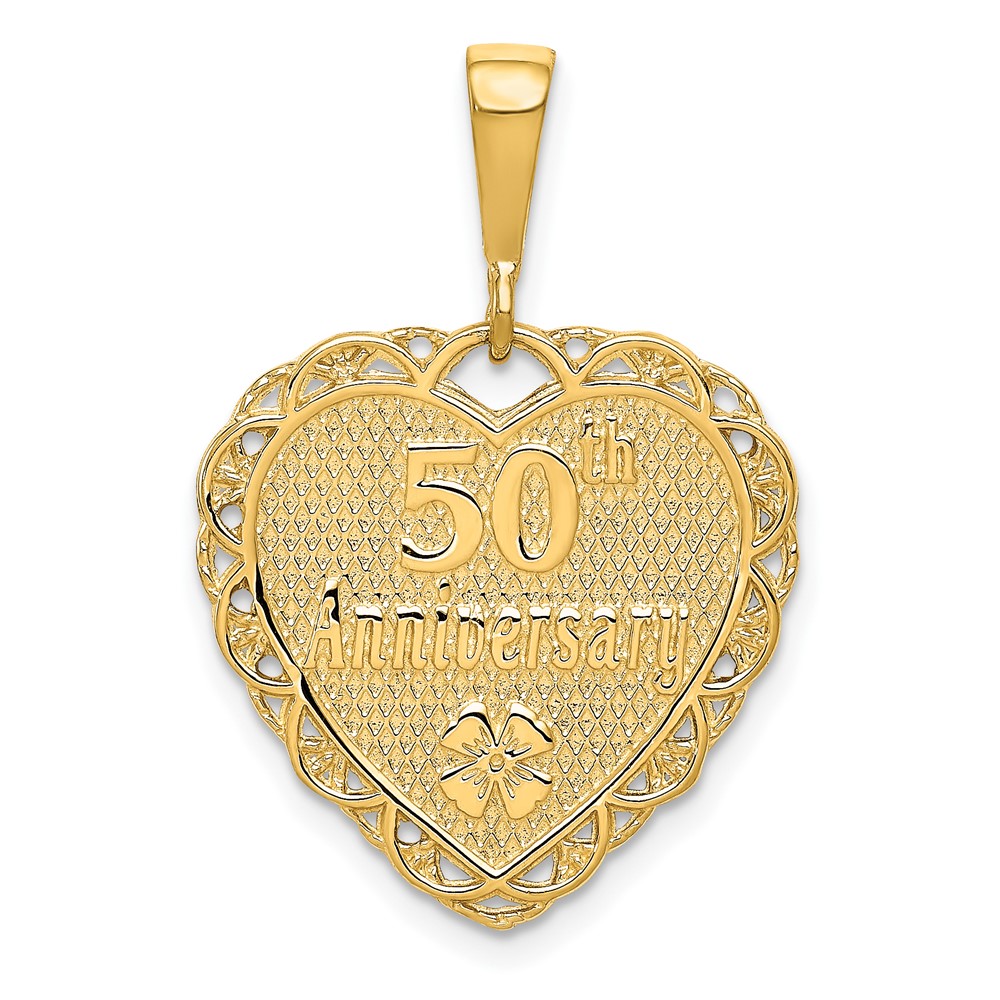14K Yellow Gold Reversible 50th Anniversary Our Love Grows Stronger Every Year Charm