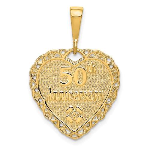 14K Yellow Gold Reversible 50th Anniversary Our Love Grows Stronger Every Year Charm