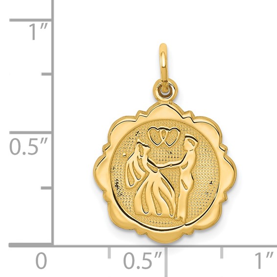 14k Bride and Groom Textured Back Charm