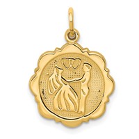 14K Yellow Gold Bride and Groom Textured Back Charm view 1
