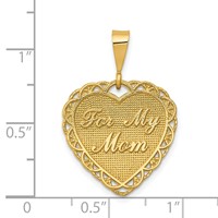 14K Yellow Gold Reversible for MY Mom Words Say SO Little Heart Charm view 3