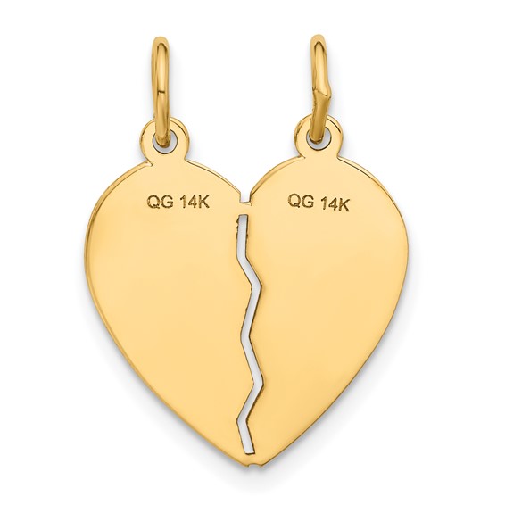 14k BEST SISTER 2-Piece Break-apart Heart Charm
