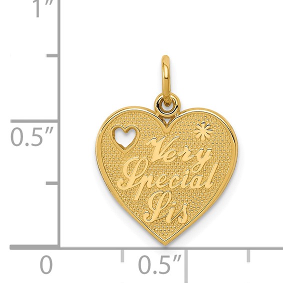 14k VERY SPECIAL SIS Heart Charm