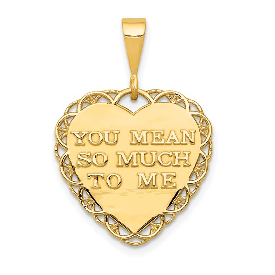 14k Reversible FOR MY WONDERFUL SISTER / YOU MEAN SO MUCH Heart Charm