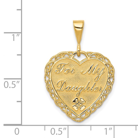 14k Reversible FOR MY DAUGHTER / YOU ARE MY PRIDE AND JOY Heart Charm