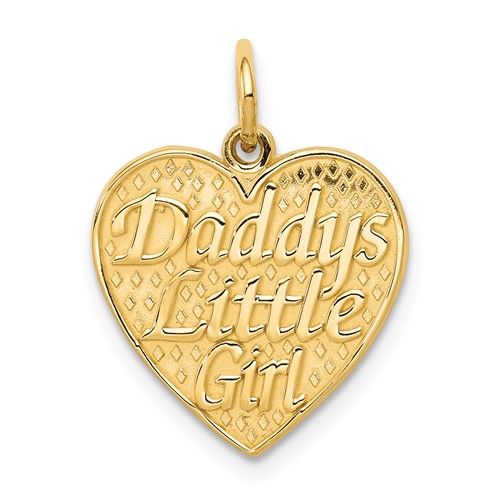 14K Yellow Gold Daddys Little Girl Heart Charm