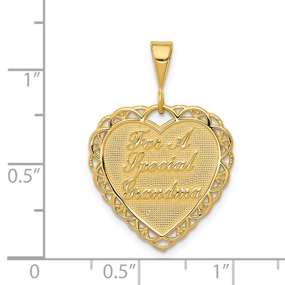 14k Reversible FOR A SPECIAL GRANDMA / SO MANY HEARTS Pendant