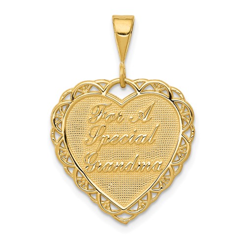 14K Yellow Gold Reversible for a Special Grandma SO Many Hearts Pendant