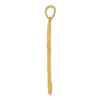 14K Yellow Gold Diamond Cut and Satin Cross Pendant view 2