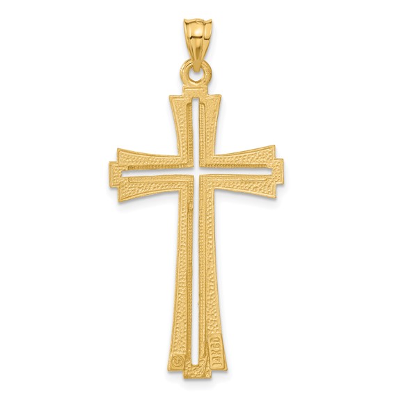 14K Diamond Cut and Satin Cross Pendant