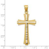 14K Yellow Gold Diamond Cut and Satin Cross Pendant view 4