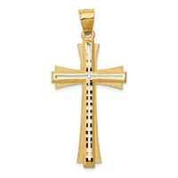 14K Yellow Gold Diamond Cut and Satin Cross Pendant view 1