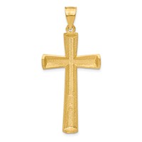 14K Yellow Gold Satin and Diamond -Cut Cross Pendant view 3