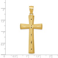 14K Yellow Gold Satin and Diamond -Cut Cross Pendant view 4