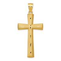 14K Yellow Gold Satin and Diamond -Cut Cross Pendant view 1